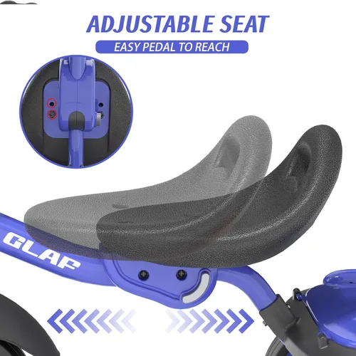 Miniatura 4 de Glaf Bicicleta para niños de 2 a 5 años, triciclo para niños de 1 a 3 años, bicicleta para bebé con asiento ajustable y canastilla