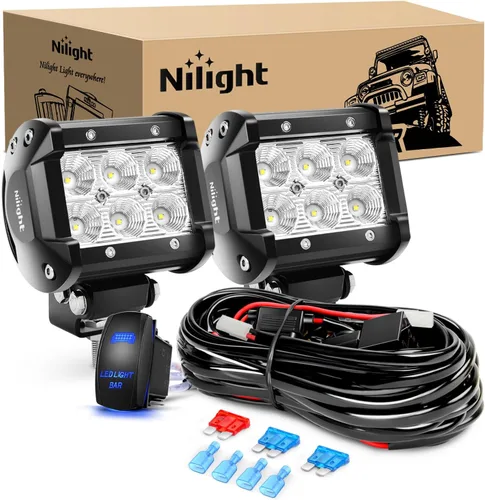 Miniatura 10 de Nilight Focos LED Redondos de 3 Pulgadas para Motocicleta, 2 Unidades, Focos LED Antiniebla Puntuales de 1550LM con EMC Integrado, Luz Auxiliar