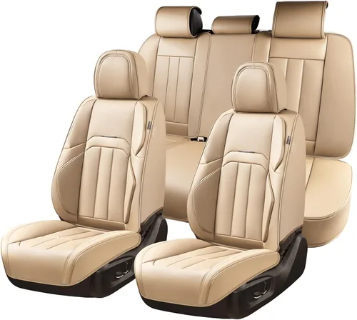 Miniatura 50 de Coverado Juego completo de fundas de asiento de automóvil, fundas de asiento negras para asientos delanteros y traseros de automóvil, protector