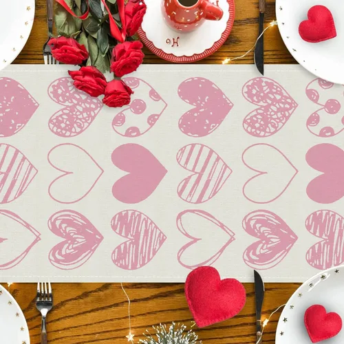 Miniatura 4 de GPGHE Camino de mesa para el día de San Valentín, corazón rosa, decoración del día de San Valentín, 13 x 72 pulgadas, día de la madre, aniversario