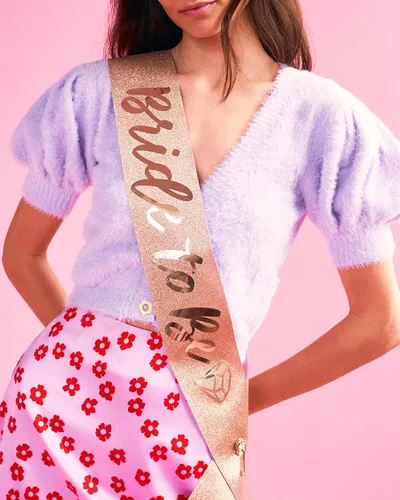 Miniatura 7 de xo, Fetti Banda de despedida de soltera con purpurina de oro rosa – Novia futura Decoraciones de despedida de soltera, despedida de soltera