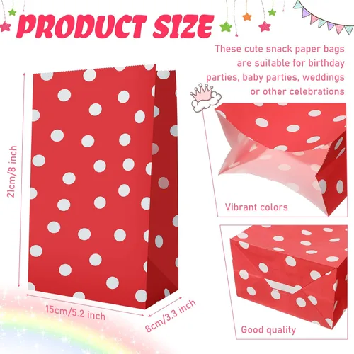 Miniatura 2 de Zhehao 120 bolsas de regalo de fiesta, bolsas de regalo, bolsas de fiesta de lunares, bolsas de papel de 12 colores, bolsas de regalo pequeñas