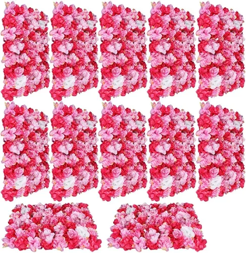 Miniatura 8 de Paneles de flores para decoración de pared, panel de fondo de pared de flores artificiales, decoración de flores, 23.6 x 15.7 in (24 x 16 pulgadas)