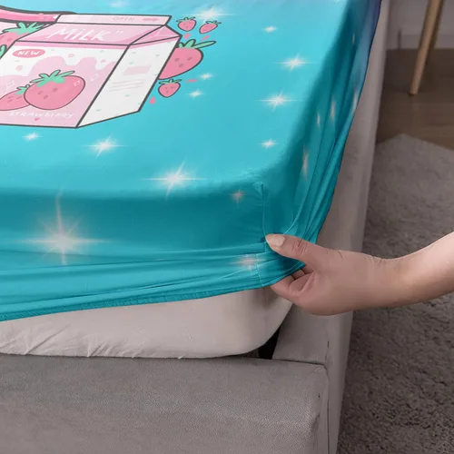 Miniatura 4 de AILONEN Axolotl - Juego de sábanas bajeras para niños, tamaño individual XL, color rosa y azul degradado kawaii, lindas sábanas de fresa salamandra