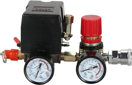 Miniatura 5 de Secbolt Válvula de control de presión de aire con manómetro regulador múltiple Compresor de aire con presostato y válvula de control de presión