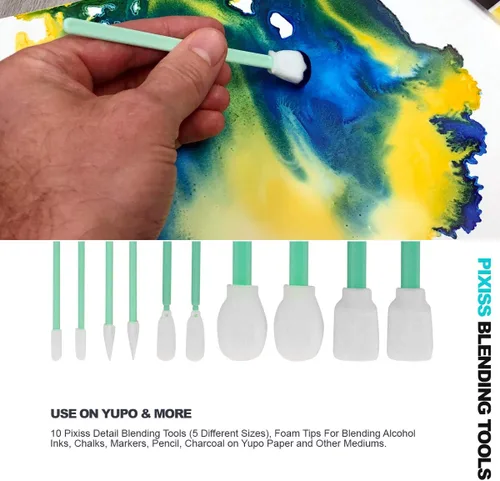 Miniatura 4 de Paquete de tintas de alcohol para piñata jacquard en blanco y negro, blanco y mantilla y 10 herramientas de mezcla de tinta Pixiss