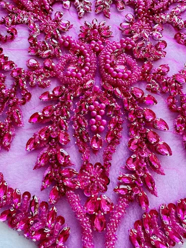 Miniatura 5 de Parches de diamantes de imitación brillantes hechos a mano para coser a mano con lentejuelas de cristal en encaje para vestido de graduación, ropa