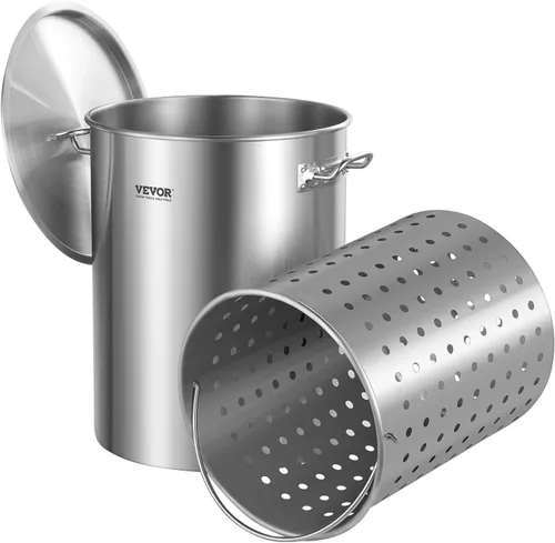 Miniatura 13 de VEVOR Olla de acero inoxidable, ollas de cocina de 24 cuartos, olla de salsa con tapa y asa, olla de grado comercial resistente, tratamiento