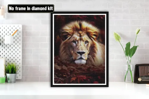 Miniatura 2 de Bimkole Kits de pintura de diamantes 5D para adultos, león, taladro completo, animales, diamantes de imitación, juego de bordado de pintura