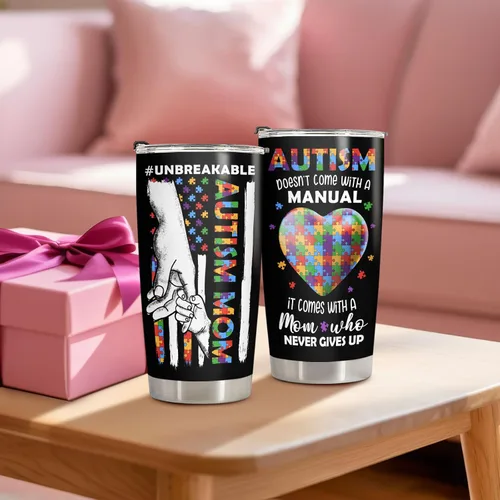 Miniatura 8 de 34HD Regalo para el Día de la Madre para mamá con autismo – Vaso irrompible para mamá con conciencia sobre el autismo, taza para mamá
