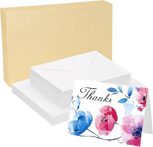 Miniatura 11 de PATIKIL 25 juegos de tarjetas de acuarela de algodón puro de 140 lb/300 GSM, postales con sobres para pintura artística, notas de agradecimiento Rojo