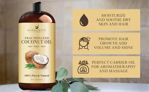 Miniatura 5 de Handcraft Blends Aceite de coco fraccionado, 28 onzas líquidas, 100% puro y natural, aceite portador de alta calidad para piel y cabello, cabello