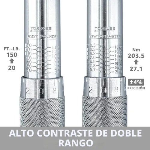 Miniatura 5 de Amazon Basics llave dinamométrica de clic de 1/2 pulgada, 20-150 pies-libras, 27.1-203.5 Nm