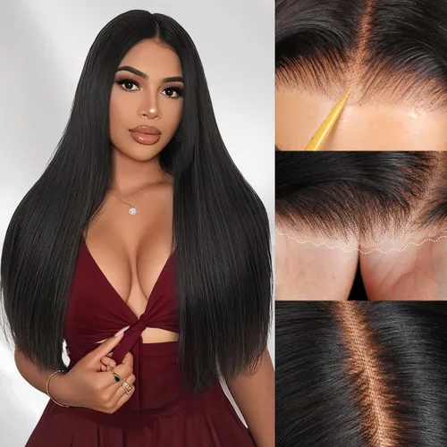 Miniatura 7 de Pelucas de cabello humano con cierre de encaje HD de 16 pulgadas, 5 x 5, pelucas de cabello humano sin pegamento listas para usar, pelucas