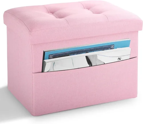 Miniatura 27 de LINMAGCO Taburete otomano plegable de almacenamiento, reposapiés de terciopelo con acolchado moderno otomano con almacenamiento para sala de estar