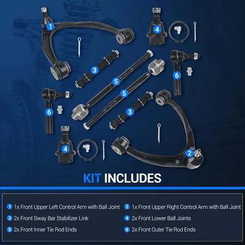 Miniatura 3 de Autoround Kit de suspensión delantera brazo de control superior con rótula compatible con Chevy Tahoe Silverado Suburban 1500 Avalanche 2007-2014