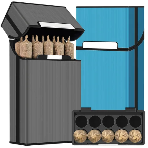 Miniatura 8 de Paquete de 2 cajas de soporte de cono preenrollado tamaño King, caja de cigarrillos de 10 agujeros para cigarrillos de tamaño regular o king, caja