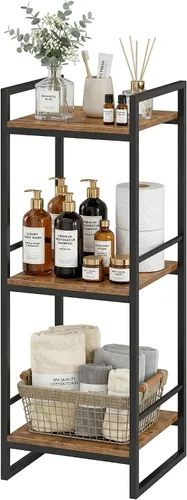 Miniatura 9 de BYFU Estante abierto de almacenamiento de 3 niveles para baño, estante de almacenamiento de esquina de metal independiente para baño, cocina, sala