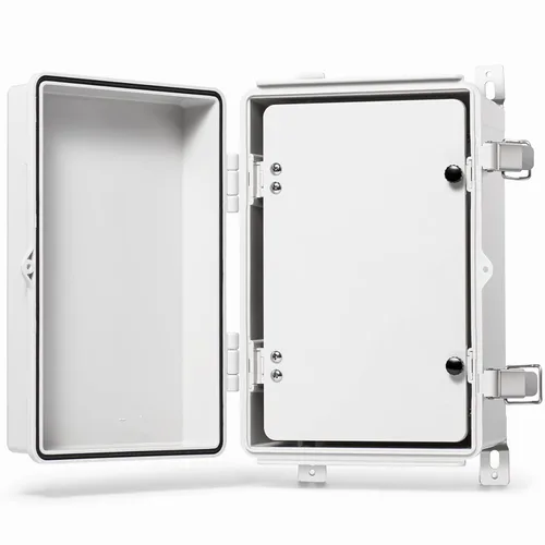 Miniatura 16 de QILIPSU - Caja de conexiones de acero inoxidable con tapa, bisagras y placa de montaje, universal, impermeable IP67, plástico ABS, gris, recinto