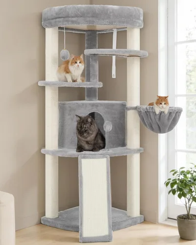 Miniatura 11 de Gitelsnour Árbol esquinero para gatos de interior, torre para gatos con todos los postes rascadores de sisal, condominio para gatos de varios