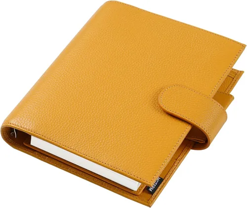Miniatura 11 de Moterm Planificador de anillos de lujo para todo el personal – Organizador de carpeta de cuero genuino (naranja quemado, anillo de 1.181 in)