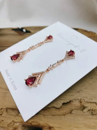 Miniatura 4 de Cconcept8 - Aretes largos hipoalergénicos y sin Nikel con zircornia, poste de plata de ley 925 para wamen
