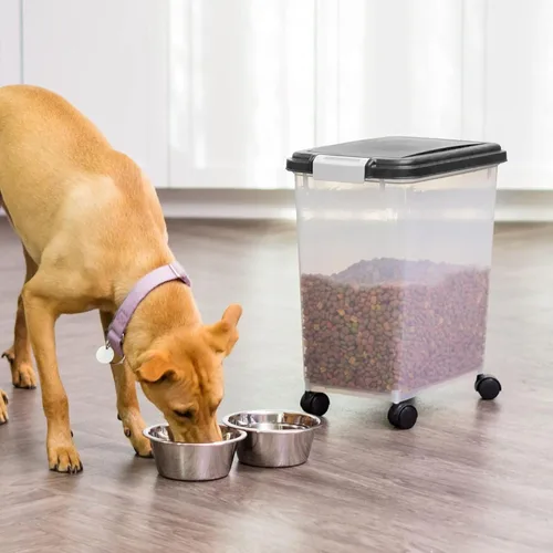Miniatura 2 de IRIS USA Contenedor hermético de almacenamiento de alimentos para perros, hasta 30 libras, con ruedas, para almacenamiento de alimentos para perros