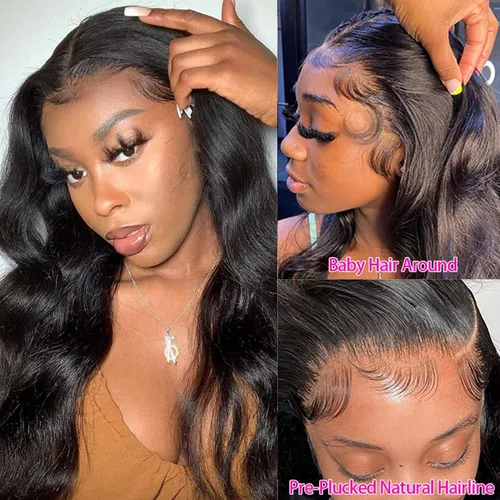 Miniatura 2 de Pelucas de cabello humano ondulado con encaje frontal de 13 x 6 pulgadas, prearrancado, densidad del 180%, peluca frontal de encaje HD, pelucas