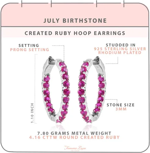 Miniatura 4 de Femme Luxe Pendientes de aro con piedras preciosas Inside-Out en plata, meses de piedra natal