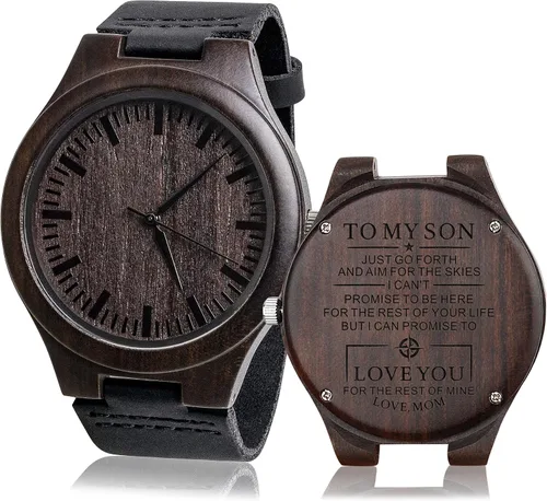 Reloj de madera Fodiyaer con grabado para hombre, regalo ideal para tu novio, tu marido, para un aniversario, Navidad, cumpleaños, día del Padre,