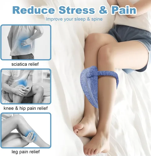 Miniatura 7 de Almohada de rodilla para las personas que duermen de lado, almohada de pierna para dormir, almohada de rodilla con correa, almohada de alineación