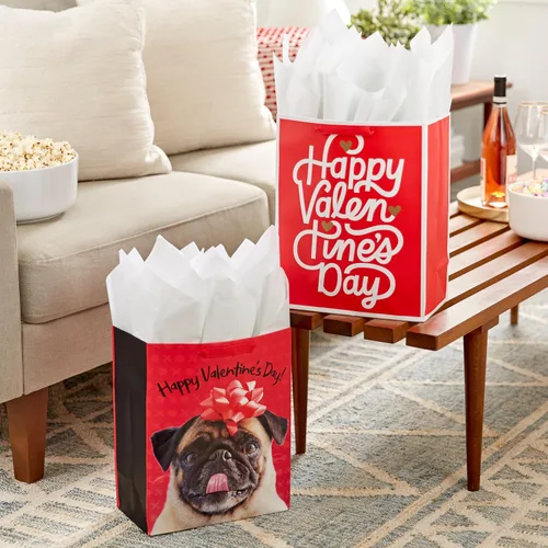 Miniatura 2 de Hallmark Bolsas de regalo grandes de 13 pulgadas para el día de San Valentín con papel de seda