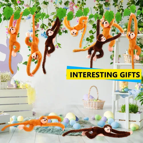 Miniatura 7 de Paquete de 6 peluches de mono colgante de 24 pulgadas para cumpleaños y fiesta de animales