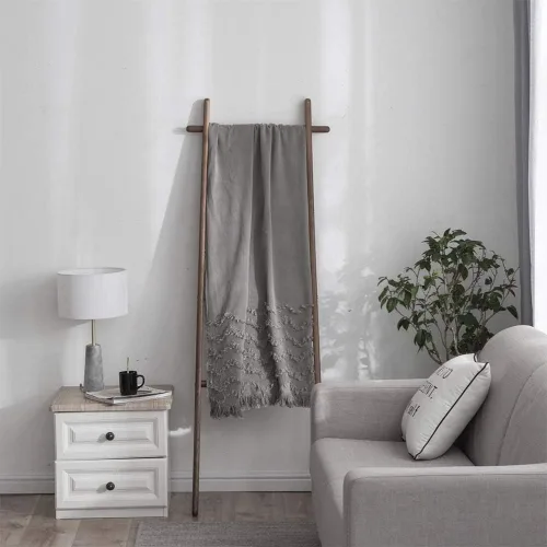 Miniatura 7 de Simple&Opulence Manta 100% algodón para cama, sofá, manta tejida en zigzag tejida bohemia con borlas, suave, ligera, transpirable, acogedora, Gris