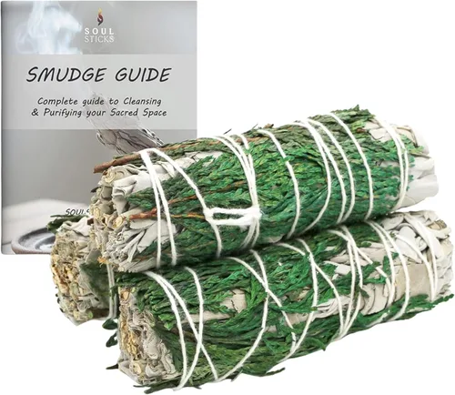 Miniatura 10 de SOUL STICKS Paquete de 3 barras de salvia blanca floral con flores para limpiar el hogar, meditación, yoga, curación y manchas, California de origen
