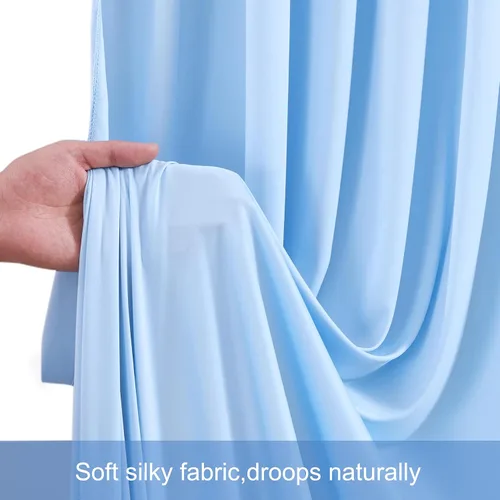 Miniatura 6 de 20 pies x 12 pies Cortinas de Telón de Fondo Azul Bebé Sin Arrugas para Bodas y Fiestas, Telón de Fondo de Tela Azul, Cortinas para Bodas