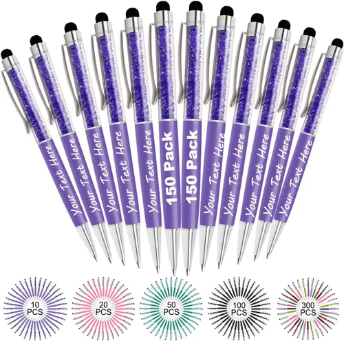 Miniatura 47 de Bolígrafos personalizados con nombre y texto, bolígrafos de diamantes de cristal personalizados a granel, 10 bolígrafos, regalos para mujeres
