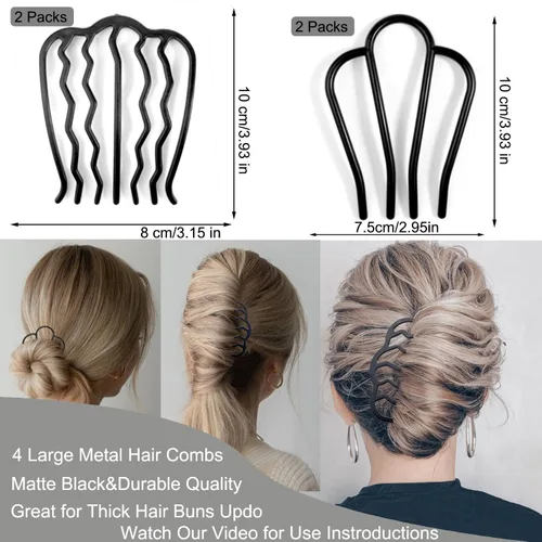 Miniatura 3 de LAPOHI Peines y alfileres de plástico para el cabello, 12 piezas para peinados updo, moño y vintage