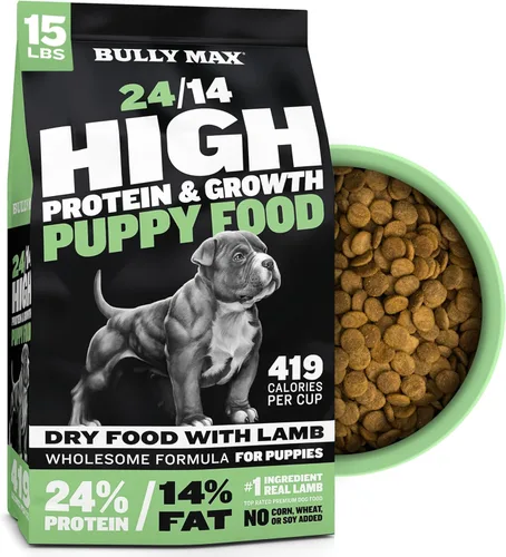 Miniatura 10 de Bully Max Puppy Food 24/14 con alto contenido de proteínas y fórmula de crecimiento, alimento seco para perros con cordero y arroz para perros