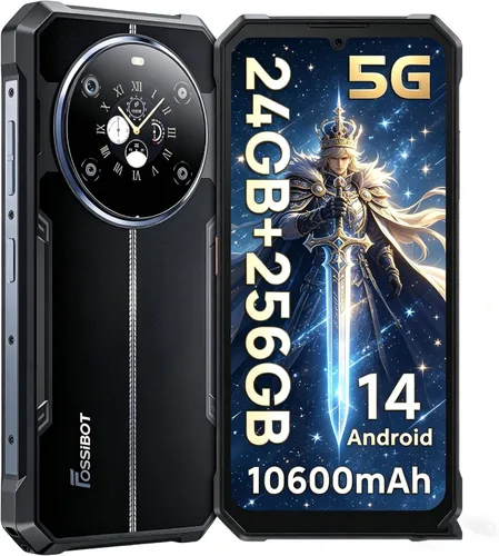 FOSSIBOT 2026 F109 5G teléfono resistente desbloqueado, 24GB+256GB+2TB, batería 10600mAh teléfonos impermeables, teléfonos celulares Android 14,