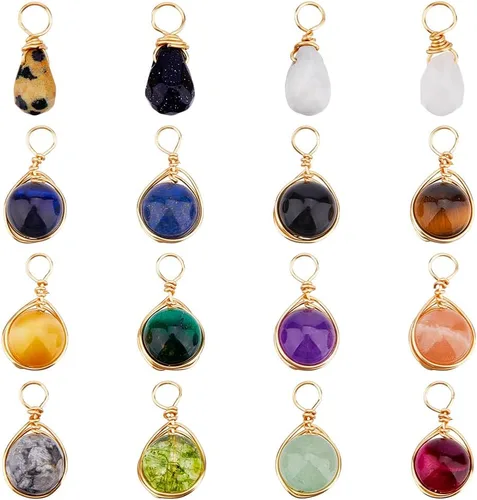 SUPERFINDINGS Colgantes de piedras preciosas chapado en oro platino alambre de cobre envuelto redondo colgante encanto cuarzo cristal piedra encantos