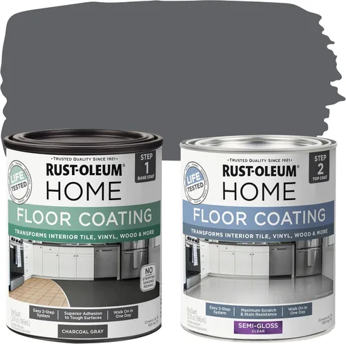 Miniatura 14 de Rust-Oleum 367592 - Kit de revestimiento de suelo para interiores del hogar, gris envejecido mate