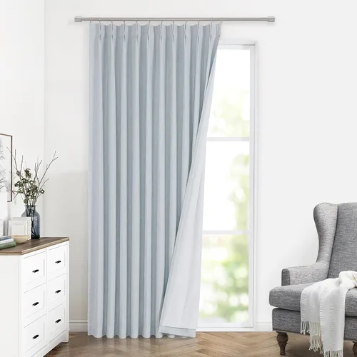 Miniatura 16 de Vision Home Cortinas marrones con pliegues pinzados de bloqueo total, cortinas de ventana de lino mezclado para oscurecimiento de la habitación, 95