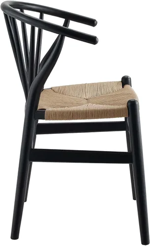 Miniatura 4 de Modway Flourish Mid-Century - Silla de comedor de madera rústica moderna en color negro