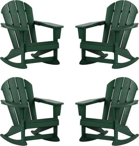 Miniatura 35 de WestinTrends Silla mecedora Malibu de poliéster para exterior/patio Adirondack, Negra