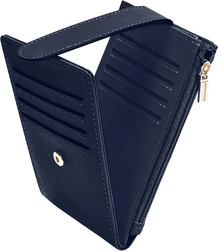 Miniatura 22 de Chelmon Cartera de mujer delgada con bloqueo RFID, billetera plegable con varios compartimientos para tarjetas con bolsillo con cremallera, Beige