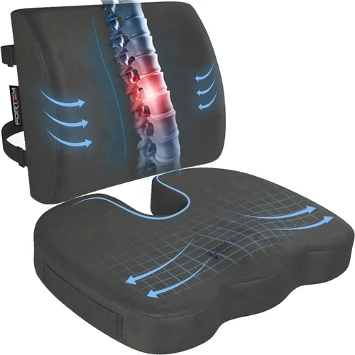 FORTEM Cojín para Silla de Oficina, Cojín para Silla de Oficina, Almohada de Apoyo Lumbar para Silla de Oficina, Espuma Viscoelástica para Aliviar