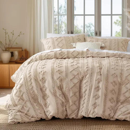 Miniatura 13 de Bedsure Funda de edredón bohemia, tamaño Queen, suave y cómoda, diseño elegante, ropa de cama bohemia para decoración, lavable a máquina, para todas