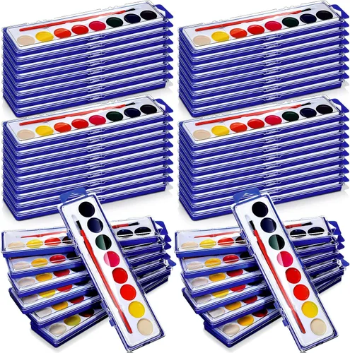 Zhehao Juego de 48 piezas de pintura de acuarela para regalos de San Valentín, 8 pinturas de acuarela lavables, lavables a granel con pinceles para