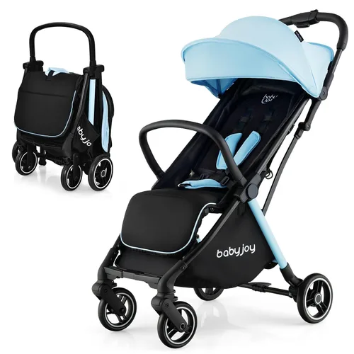 BABY JOY Cochecito de bebé ligero, cochecito de viaje compacto para avión, cochecito para bebés y niños pequeños con respaldo y toldo ajustables,